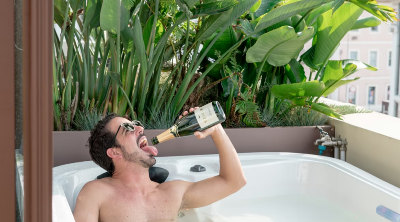 celebrating getting laid off by drinking champagne