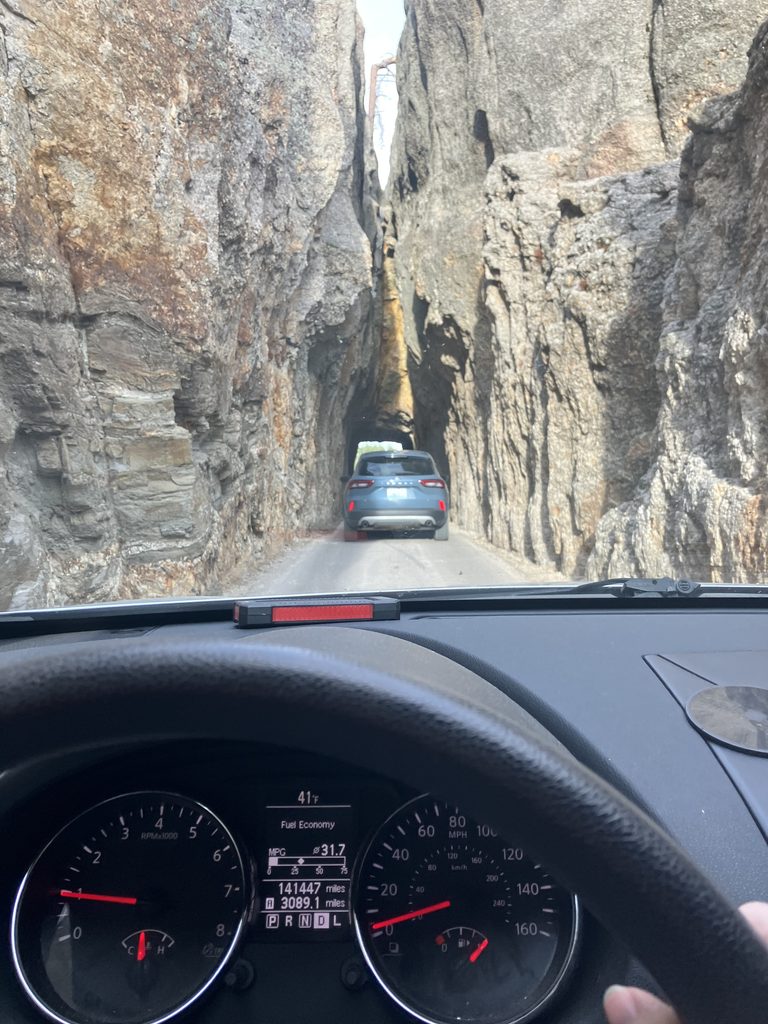 From the part of my road trip driving down a narrow rock tunnel: you can see the mpg sitting nicely at 31.7!